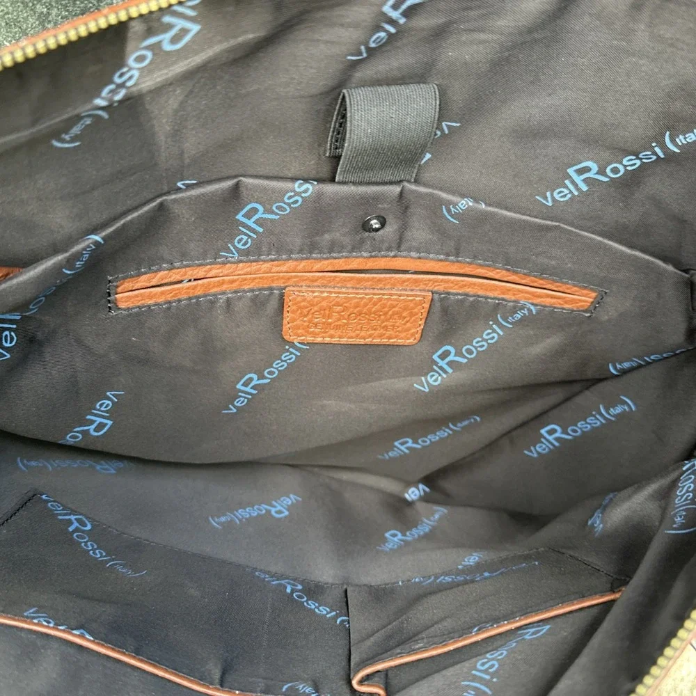 Vei Rossi Made In Italy‎ Brown Leather Briefcase Laptop Bag with Strap